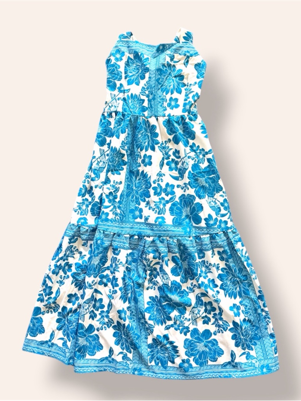 Unk Blue & White Floral Square-Neck Maxi Dress - Picture 4 of 6